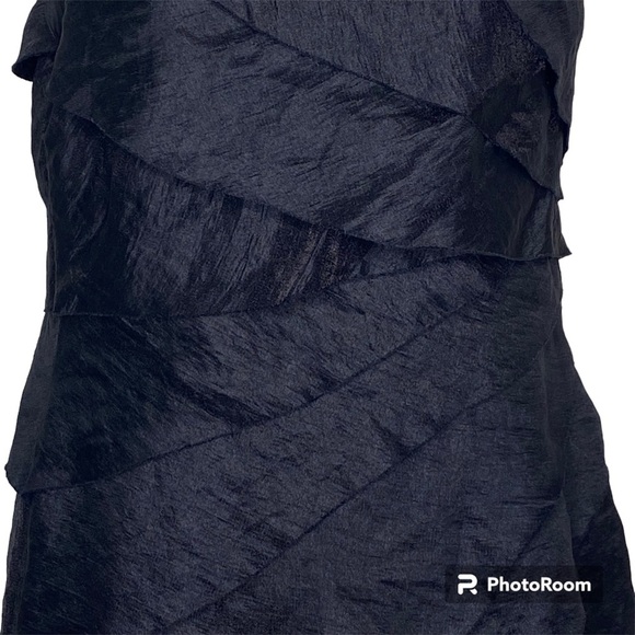 London Style Nights Asymmetrical One Strap Ruffled Dress 12 Black Knee Length - Picture 3 of 14